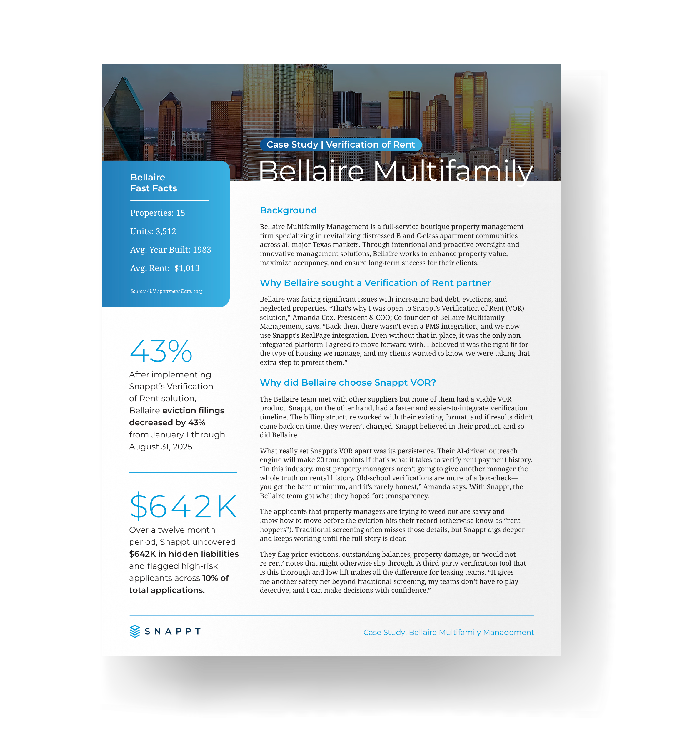 Multifamily case study with statistics